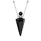 Natural Obsidian Faceted Cone Perfume Bottle Pendant Necklace, Aromatherapy Essential Oil Bottle Necklaces with Stainless Steel and Brass Chain Findings, Stainless Steel Color, 25.04 inch(63.6cm)