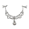 Alloy Rhinestone Hair Chain, Teardrop, Silver, 47x167x6mm