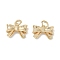 Brass Charms, Bowknot Charms, Real 18K Gold Plated, 9.5x13.5x4mm, Hole: 3mm