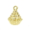 Brass Pave Clear Cubic Zirconia Pendants, Cake Charms, Golden, 15x12x8.5mm, Hole: 1.5mm