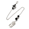 Round Natural Obsidian Dowsing Pendulums, with Rack Plating Brass and Alloy Findings, Woven Net/Web with Feather & Star of David, 248mm