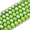 Electroplate Glass Beads Strands, Pearl Luster Plated, Faceted, Rondelle, Yellow Green, 10x8mm, Hole: 1mm, about 60~61pcs/strand, 46~48cm