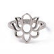 201 ステンレス製の花の指輪  女性のための中空ワイドリング  ステンレス鋼色  usサイズ6 1/2(16.9mm) RJEW-J051-32P-2