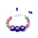 Bracelet en perles tressées cœur au chalumeau avec mauvais œil BJEW-JB08626-4