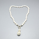 Sea Shell Beaded Pendant Necklaces NJEW-T003-164-1