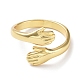 Hands Hug Rack Plating Brass Open Cuff Ring RJEW-Z022-01G-2