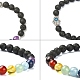 Braccialetti elastici di perle di roccia lavica naturale gioielli chakra BJEW-JB02272-4