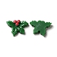 クリスマス オペーク レジン カボション  ヒイラギの葉  グリーン  18x25x5.5mm RESI-K019-39-2
