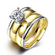 Романтичная 316л титана стали Цирконом кольца пара для женщин RJEW-BB06988-8A-1