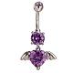 Piercing Jewelry Real Platinum Plated Brass Rhinestone Cupid Heart Navel Ring Belly Rings AJEW-EE0001-46C-1