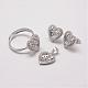 Colgantes de plata esterlina y orejeras y anillos conjuntos de joyería SJEW-P083-10-1