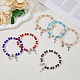 Fibloom 6 pièces 6 couleurs verre et acrylique imitation perle perles bracelets extensibles ensemble BJEW-FI0001-37-5