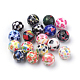 Opaque Printed Acrylic Beads, Round, Mixed Color, 10x9.5mm, Hole: 2mm