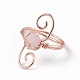 Scaglie di quarzo rosa naturale con anello a vortice RJEW-L082-02RG-10-3