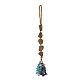 ナゲットナチュラルタイガーアイペンダント装飾  編組ナイロン糸とジェムストーンチップタッセルの吊り飾り  185~190mm HJEW-JM00992-04-1