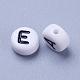White Chunky Letter Acrylic Flat Round Beads for Kids Jewelry X-OACR-E001-19-2