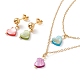 Synthetic Shell Heart Pendant Double Layer Necklaces and Dangle Stud Earrings SJEW-F217-03A-G-2