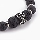 Braccialetti elasticizzati con perle di roccia lavica naturale BJEW-JB03959-01-2
