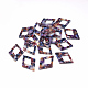 セルロースアセテート（樹脂）ペンダント  菱形  紫色のメディア  37x27.5x2.5mm  穴：1.5mm  一辺の長さ22.5mm X-KY-S112-A354-2