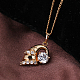 Изысканная форма раковины латунь кубического циркония кулон ожерелье NJEW-EE0001-17G-6