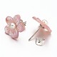 925 Sterling Silver Pink Lip Shell Flower Stud Earrings EJEW-I204-26A-3