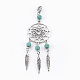 Turquoise synthétiques teint grands pendentifs HJEW-JM00343-02-1