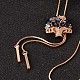 Flower Long Adjustable Alloy Rhinestone Lariat Necklaces NJEW-F193-G01-RG-1