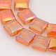 Cube Electroplate Rainbow Plated Glass Beads Strands EGLA-P003-F02-2
