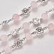 Handmade Natural Frosted Rose Quartz Beaded Chains AJEW-JB00514-1