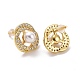 Clear Cubic Zirconia Flower with Plastic Pearl Stud Earrings EJEW-A072-06LG-2