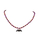3Pcs 3 Style Alloy Enamel Ghost & Pumpkin & Bat Pendant Necklaces Set NJEW-TA00077-5