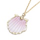 Electroplate Shell Pendant Necklaces NJEW-JN02372-3