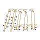 Bunte Glasperlen & 304 Edelstahl-Anhänger-Fußkettchen mit Kabelketten für Damen AJEW-C021-14G-1