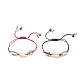 2 pièces 2 couleurs acrylique et alliage coquille bracelets de perles tressées sertie de mauvais œil au chalumeau BJEW-JB08131-1