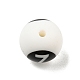 黒のナンバー7シリコンビーズ付きラウンド  チーターのための咀嚼ビーズ  DIYの看護ネックレス用  ホワイト  14.5~15x14.5mm  穴：2mm SIL-R013-01H-2