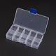 （訳あり商品）  プラスチックビーズ収納ケース  静止10コンパートメント  長方形  透明  13x6.8x2.1cm CON-XCP0000-01-2