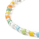 Braccialetto elasticizzato con perline di semi colorati con ciondoli in ottone per donna BJEW-JB09218-02-5