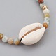 Bracelets de perles tressées en amazonite de fleurs naturelles X-BJEW-JB04079-01-2