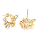Brass Micro Pave Clear Cubic Zirconia Stud Earring Findings ZIRC-F133-08G-2