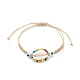5 pièces 5 couleurs coquillage cauri naturel & graine de verre & lampwork mauvais œil tressé perle bracelets ensemble BJEW-TA00198-4