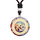 Chakra-Yoga-Thema gemischter Edelstein mit Polygonharz-Anhänger-Halskette mit Polyesterschnur für Frauen CHAK-PW0001-025I-1