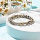 Bracelet extensible en jaspe dalmatien naturel avec perles en alliage BJEW-JB08017-01-2