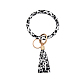 Porte-clés bracelet en similicuir pu motif imprimé léopard KEYC-PW0009-08A-1