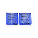 手作り銀箔ランプワークビーズ  正方形  ミディアムブルー  20x20x6mm  穴：1.5mm X-FOIL-S002-01-2