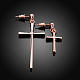 Simple Tin Alloy Czech Rhinestone Long Cross Stud Earrings For Women EJEW-BB10545-RG-3