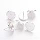 Silver Color Plated Brass Ear Studs Settings X-IFIN-Q005-S-1