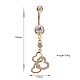 Piercing Jewelry Real 18K Gold Plated Brass Rhinestone Heart to Heart Navel Ring Belly Rings AJEW-EE0001-70B-5