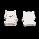 スプレー塗装された天然メープルウッドビーズ  猫の形  ホワイト  20x16.5x4.5mm  穴：2mm X-WOOD-M007-24-3