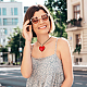 Fibloom 5pcs 5 couleurs coeur verre pendentif colliers sertis de cordon ciré pour les femmes NJEW-FI0001-05-6