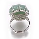 調整可能な天然の緑のアベンチュリン指輪  プラチナトーンの真鍮パーツ  オーバル  サイズ8  18mm RJEW-L090-B03-3